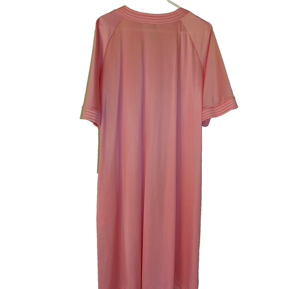 Vintage Pink Nylon Womens MEDIUM Vanity Fair Robe Zip Front Pockets House Dress - Picture 4 of 6